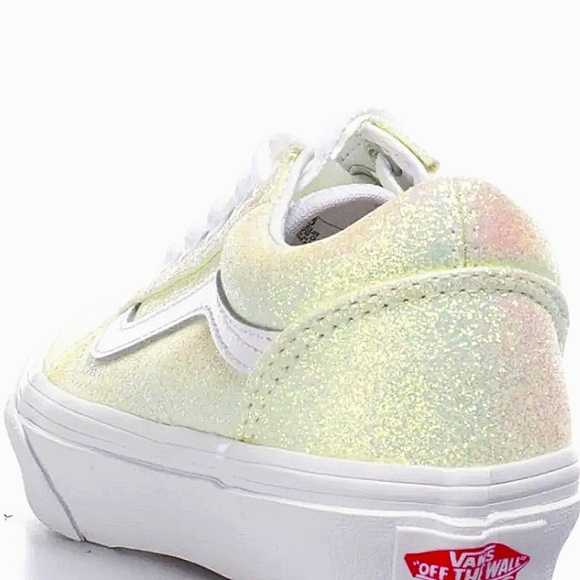 Like New! Girls Sz 13.5 Vans Irridecent White Sparkle Sneakers - Picture 5 of 13